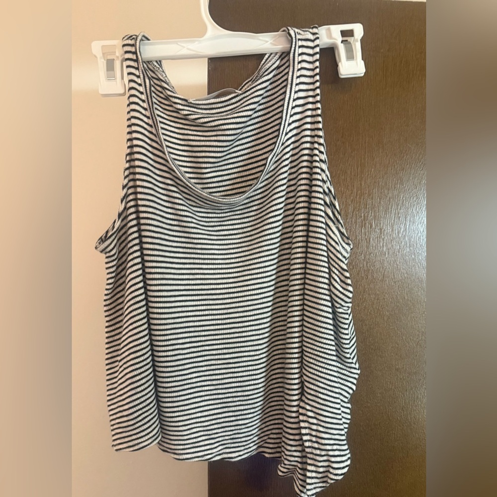 Cathy Jean Black and White Striped Tank Top